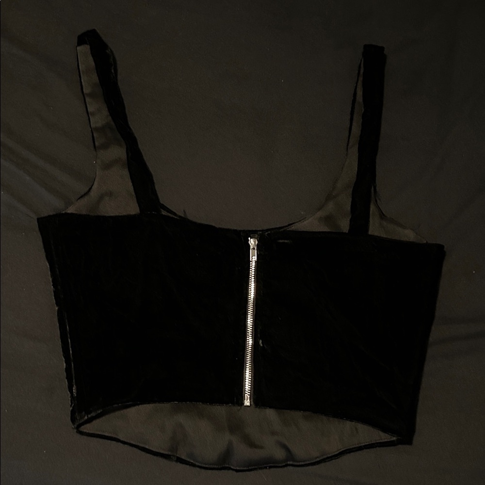 With Jean Cindy Corset Black Velvet Top Women’s Small - Picture 5 of 5
